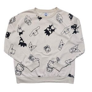 Sanrio Hello Kitty And Friends Tan All-Over Print Sweatshirt Size XL